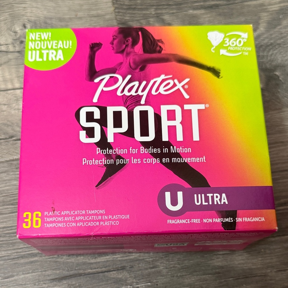Playtex Sport Ultra Tampons - Pink and Yellow Packaging